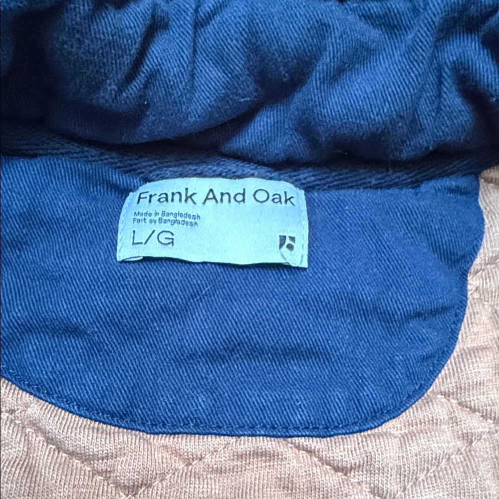 Frank & Oak sz L Tan Quilted 1/4 snap sweatshirt contrast retro Farm Chore - Picture 4 of 13